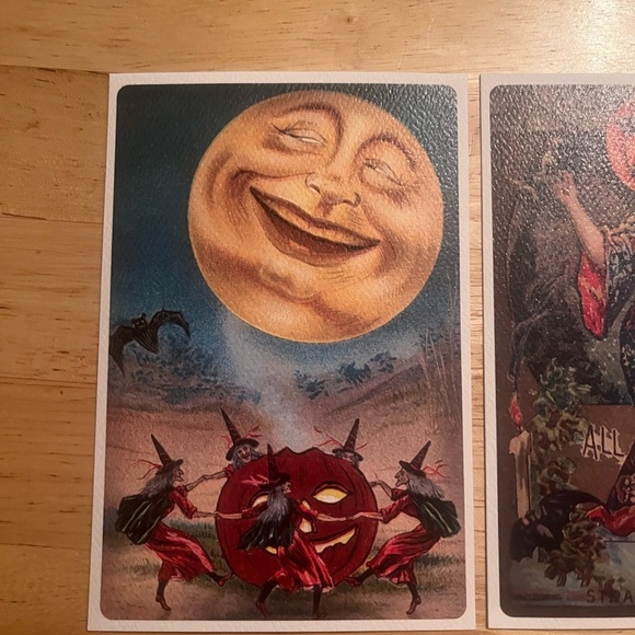 Vintage style Halloween Postcards with Moon and Pumpkin NWOT - Picture 3 of 7
